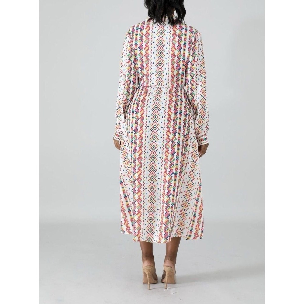 Flying Tomato‎ Tribal Multicolor Flare Long Dress Front Buttons - Picture 2 of 8